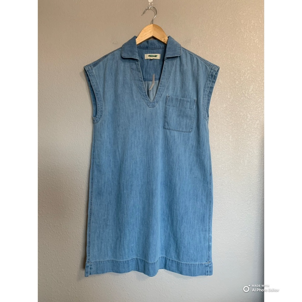 Madewell Denim Tunic Dress in Kelleyville Wash Size Medium NWT Blue Jean Dress - Picture 3 of 17